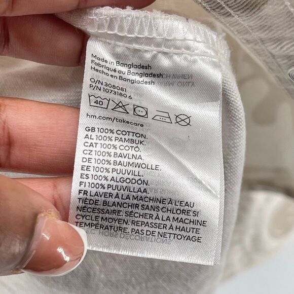 Smiley x H&M Unisex Oversized Tan Beige Graphic Denim Jacket Size Small - Picture 10 of 14